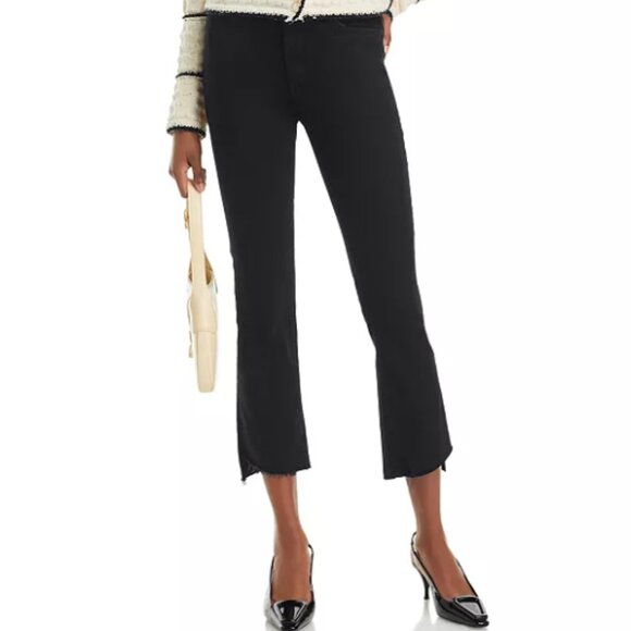 Mother The Insider Crop Step Fray Size 33 in Not Guilty Black Frayed Hem Jeans